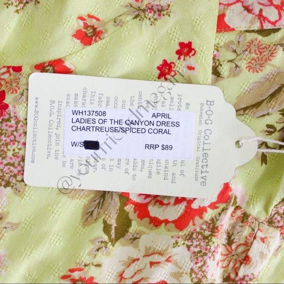 BOG Collective Chartreuse Ladies of the Canyon Midi Dress - Picture 8 of 12